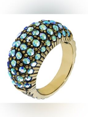 Heidi Daus "Hugs From Heidi" Crystal Ring Aqua AB Size 9